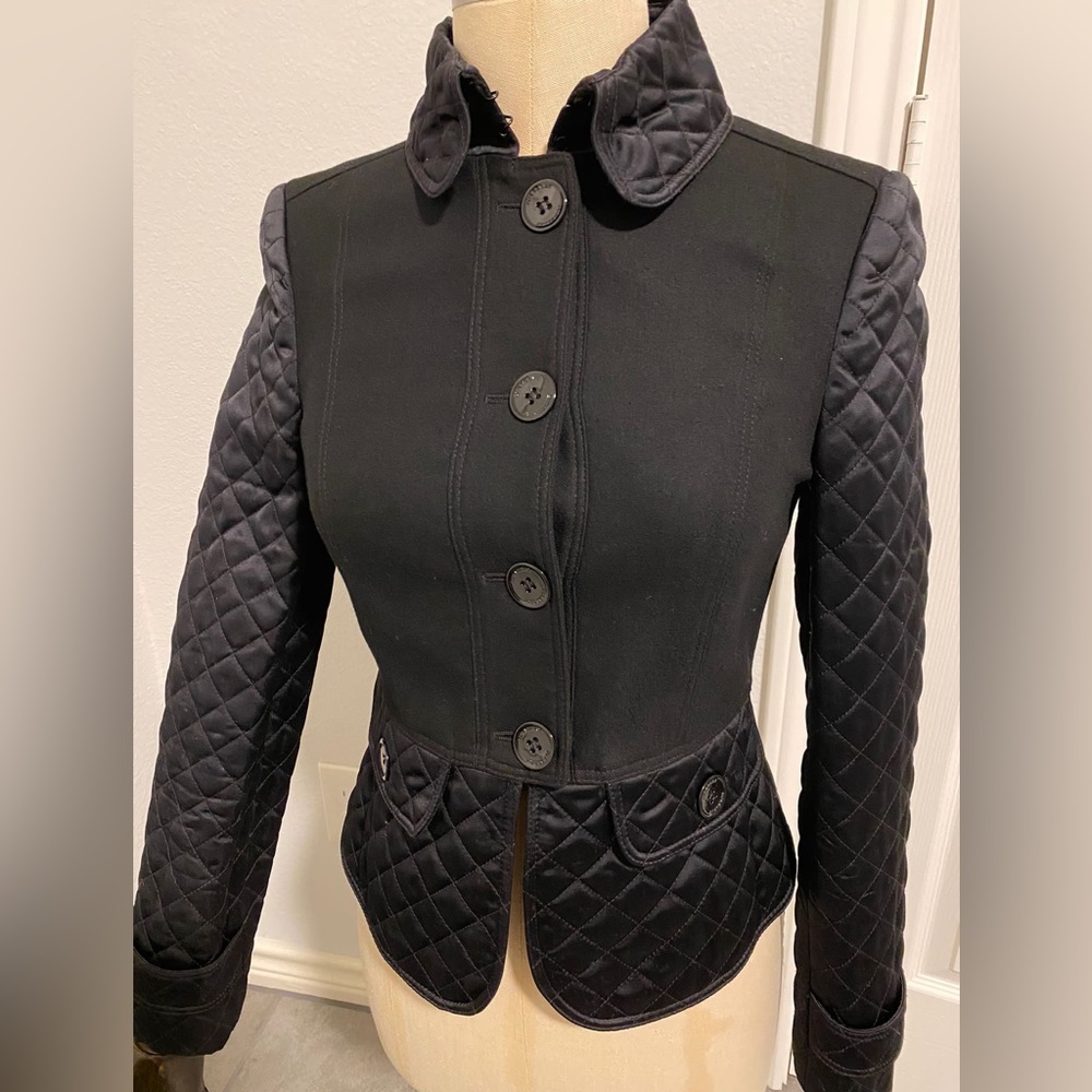 NWT BURBERRY VINTAGE "RARE" WOOL JACKET WITH SATIN QUILTED SIZE 4